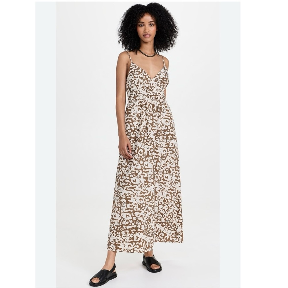 Rails Justine Midi Dress Brown Sepia Leopard size S